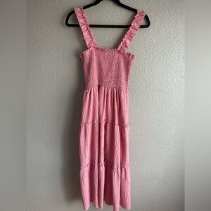 SHEIN Pink Smocked Ruffle Strap Dress – Size M